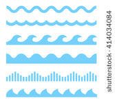 vector blue wave icons set on...