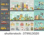 city life infographic set with...