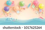 top view beach background with...