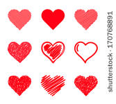 vector hearts set. hand drawn.