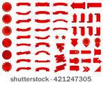 ribbon vector icon set red...