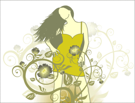 glamour lady posing on a flower background (vector