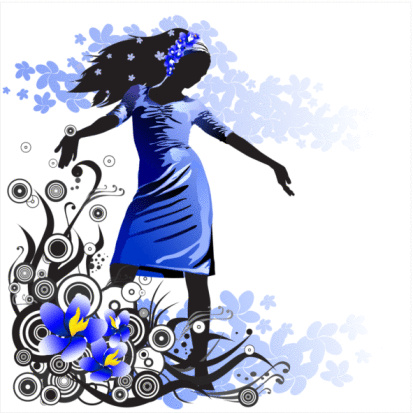 glamour lady posing on a flower background (vector