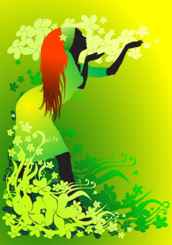 glamour lady posing on a flower background (vector